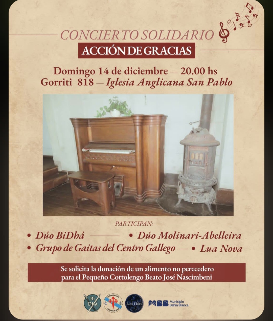 Concierto solidario “Acción de Gracias” en la Iglesia Anglicana San Pablo
