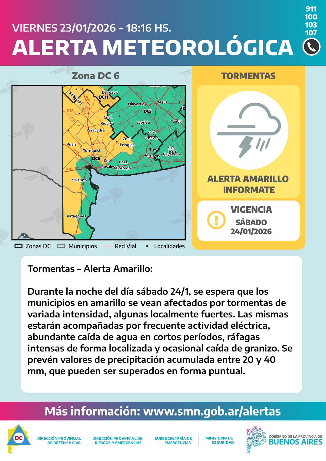 Alerta amarilla por tormentas para Corti y Cabildo: se esperan lluvias intensas y ráfagas