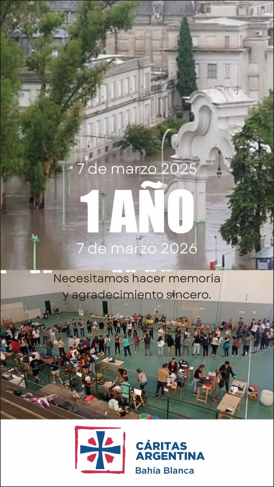 A un año de la inundación: Cáritas agradece el compromiso solidario de la comunidad