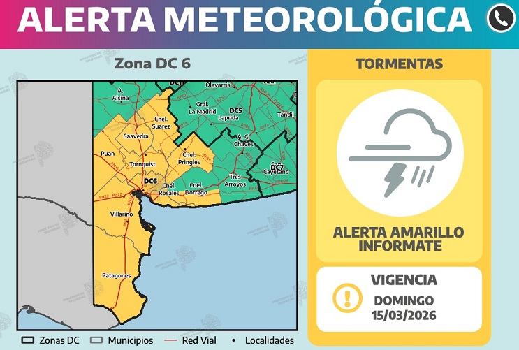 Alerta Meteorológica: Tormentas y posibles ráfagas de viento para este domingo