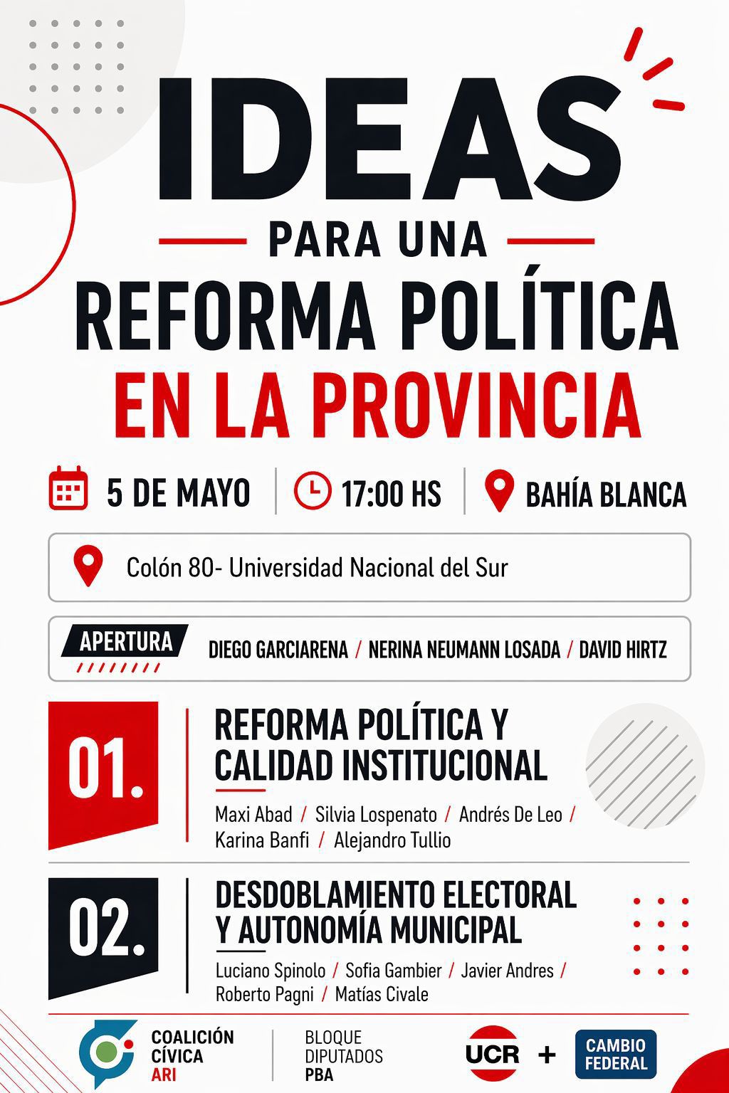 Encuentro en Bahía Blanca para analizar propuestas de reforma electoral