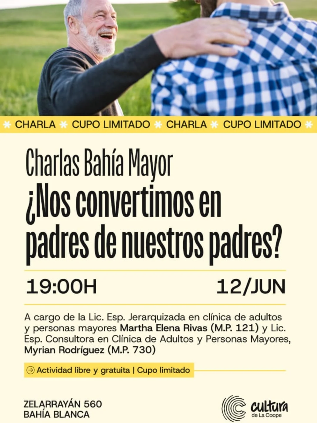 Bahía Mayor invita a una charla gratuita sobre el cuidado de las personas mayores