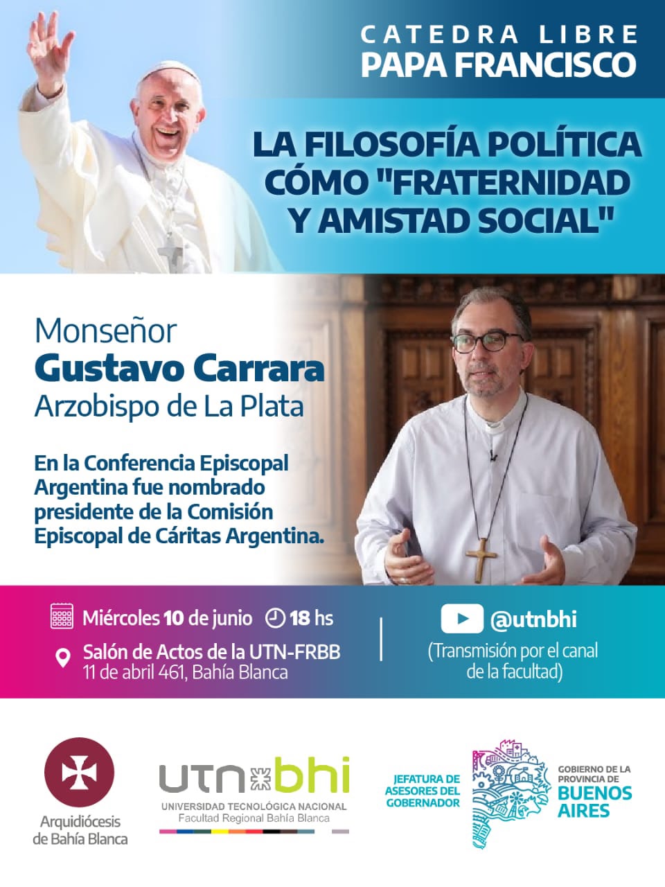 Cátedra Libre Papa Francisco: Se presentará su segunda clase magistral