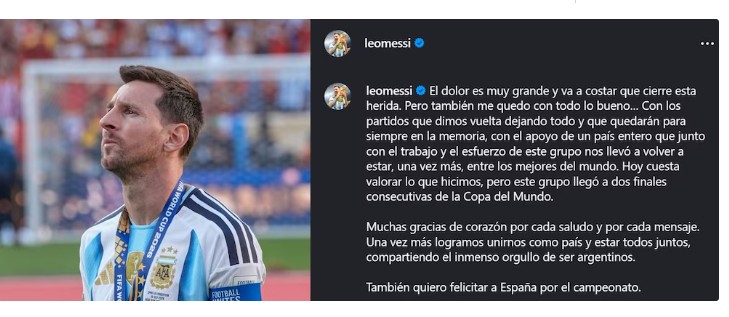 El conmovedor posteo de Lionel Messi tras la derrota de Argentina en la final del Mundial