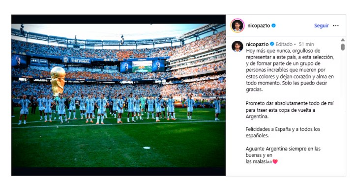 “Prometo dar todo para traer esta Copa de vuelta a Argentina”: el juramento de Nico Paz tras perder la final del Mundial