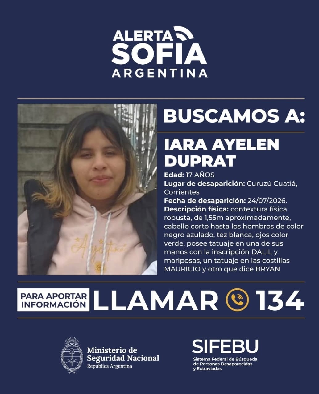 Alerta Sofía: buscan intensamente a una adolescente de 17 años desaparecida en Corrientes
