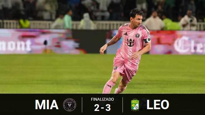 Con la vuelta de Messi, Inter Miami perdió 3-2 ante León y quedó eliminado de la Leagues Cup