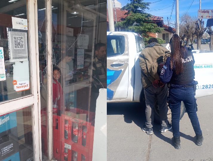 Robó seis shampoos, rompió un vidrio y arrojó una piedra contra el comerciante