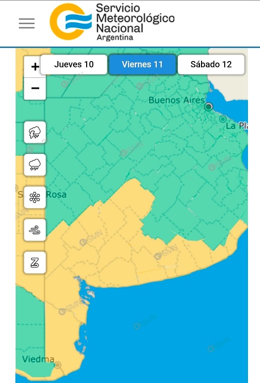 Alerta amarilla por vientos durante el mediodía y tarde del viernes