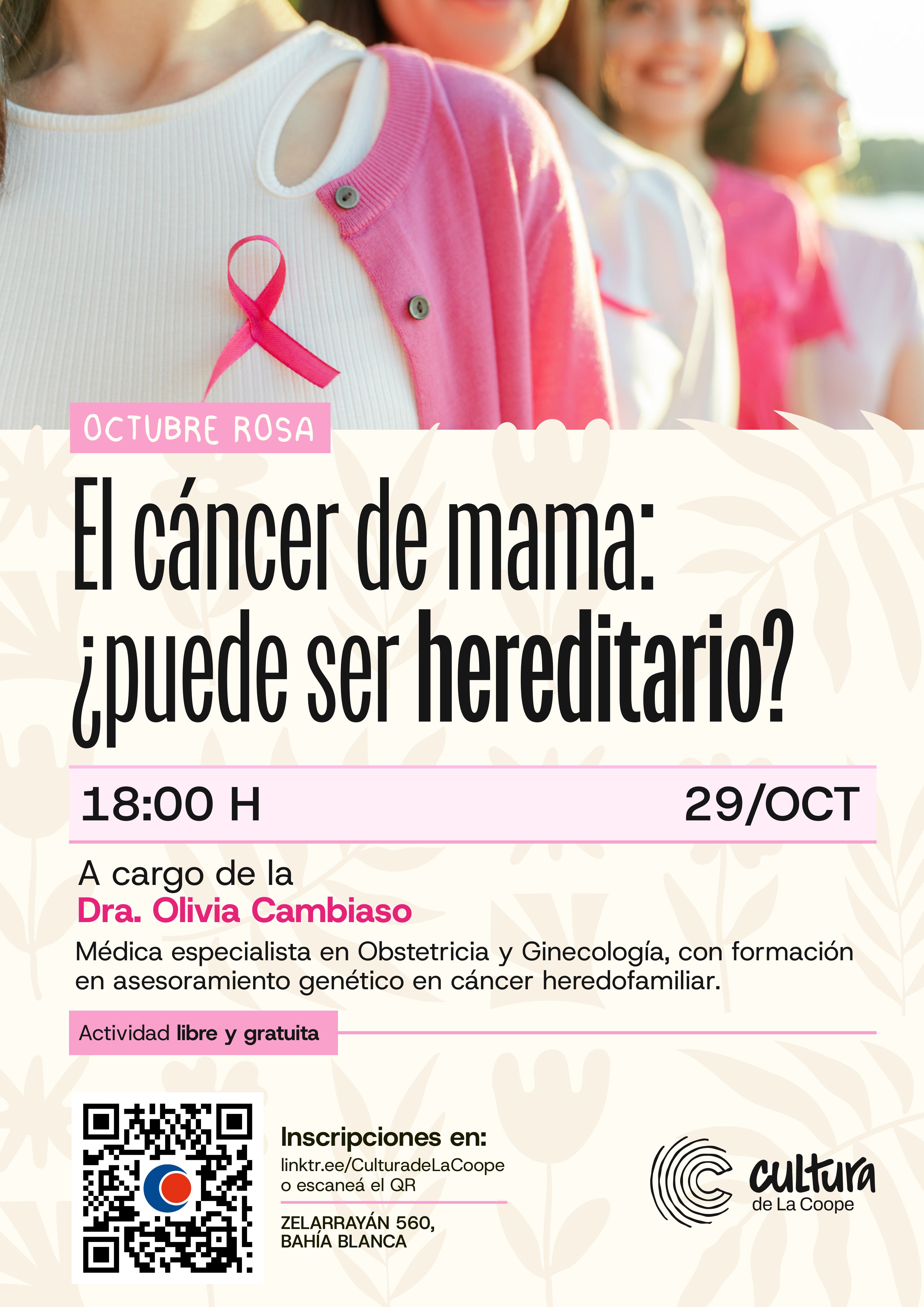 Octubre Rosa: Una charla para abordar la relación entre genética y cáncer de mama