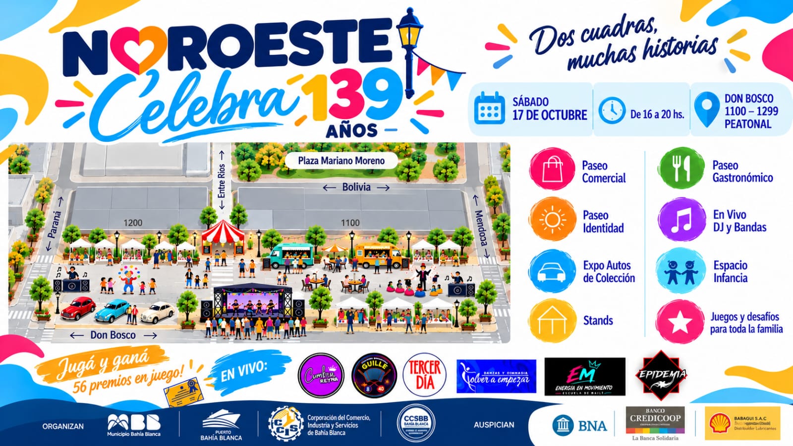 “Noroeste Celebra”- Festejos por el 139º aniversario del histórico barrio de la ciudad