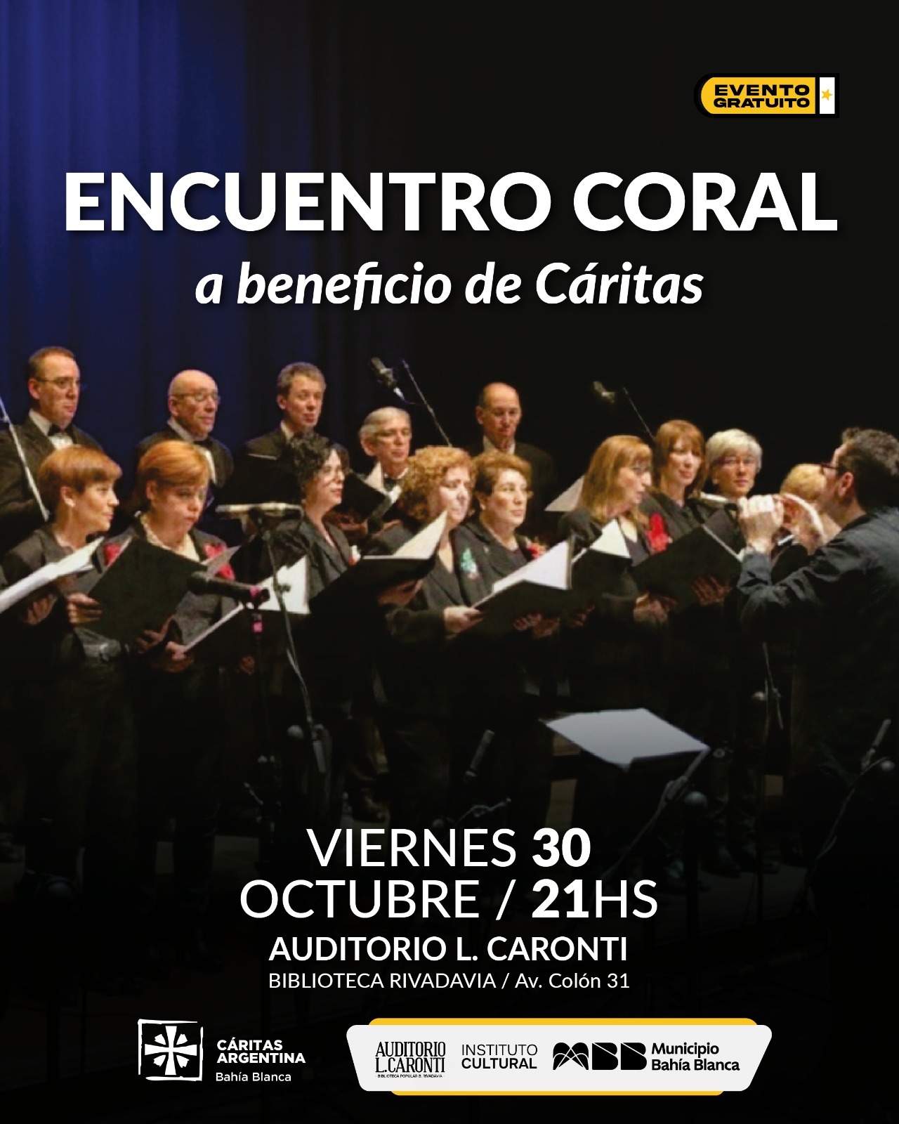 Cáritas organiza un encuentro coral solidario para reunir alimentos en Bahía Blanca