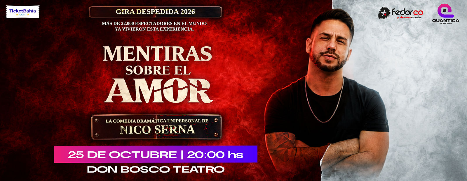 Nico Serna llega a Bahía Blanca con “Mentiras sobre el amor”